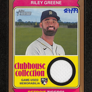 2023 Topps Heritage Clubhouse Collection Relic Gold Rookie Riley Greene /99