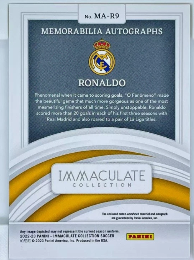 Ronaldo 2022-23 Panini Immaculate Collection Memorabilia Auto 33/99 #MA-R9 - Image 2