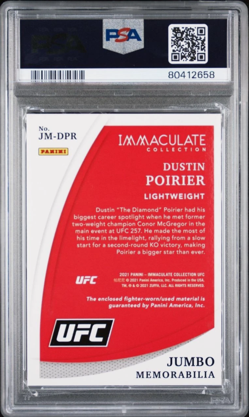 2021 PANINI IMMACULATE COLLECTION JUMBO MEMORABILIA DPR DUSTIN POIRIER GLOVES - Image 2
