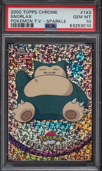 PSA 10 2000 Pokemon Topps Chrome Series 2 SPARKLE Snorlax #142 Gem Mint *POP 7*