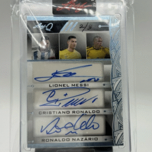 LIONEL MESSI * RONALDO * NAZARIO 2024 LEAF Q WHATNOT EXCLUSIVE TRIPLE AUTO 2/3