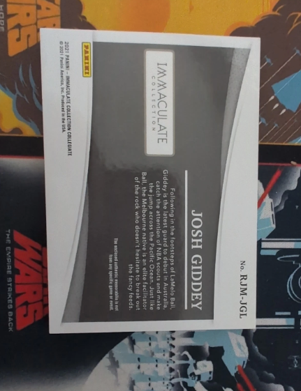 2021 Panini Immaculate Collegiate Josh Giddey Rookie Jumbo Patch RC /5 NBL LOGO - Image 2